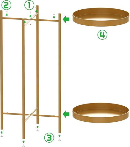 2 Tier Plant Stand Indoor Outdoor - 10.5In Width 24In Tall Flower Pot Rack | Heavy Duty Metal Plant Table Planter Display Shelf for Home Garden Patio Bathroom Office Living Room Balcony Corner Gold