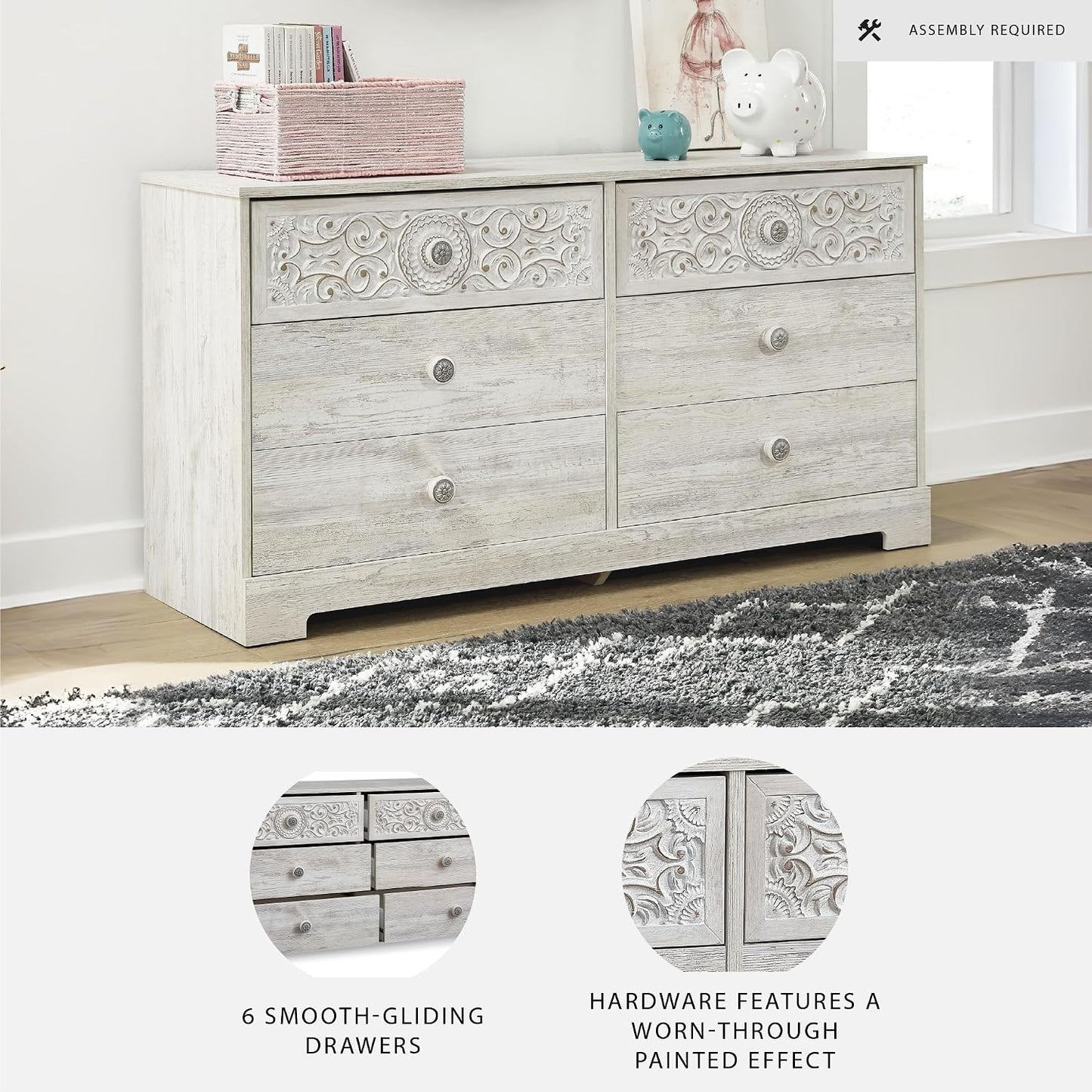 Signature Design by Ashley Paxberry Boho Dresser, Whitewash